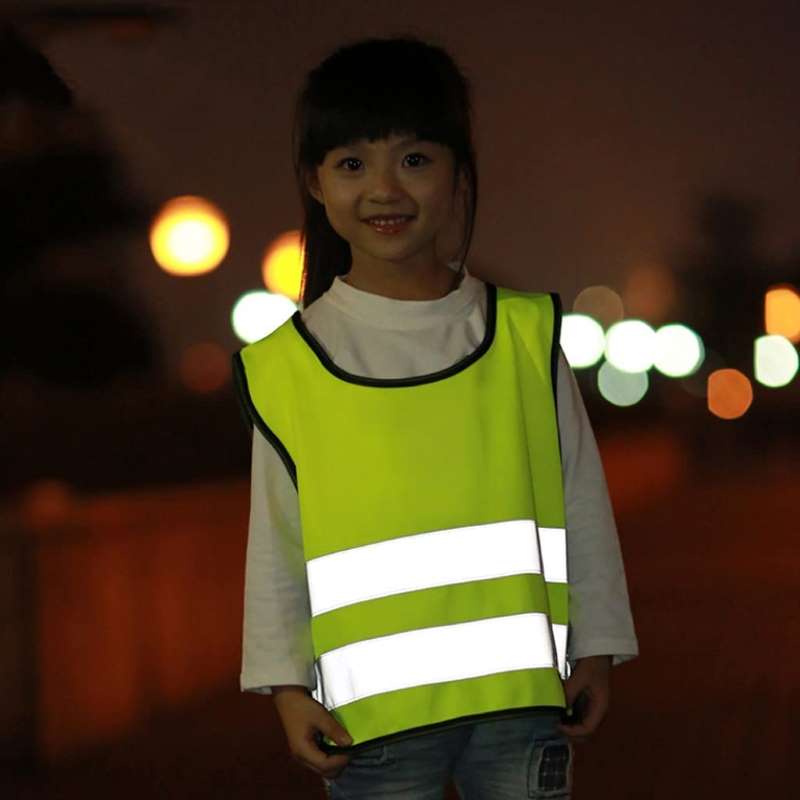 Fluorescent yellow children safety vest with reflective tape