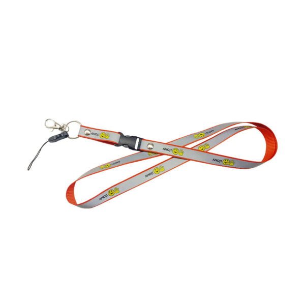 Polyester Belt with Reflective Film Screen Printing Mobile Phone Lanyard