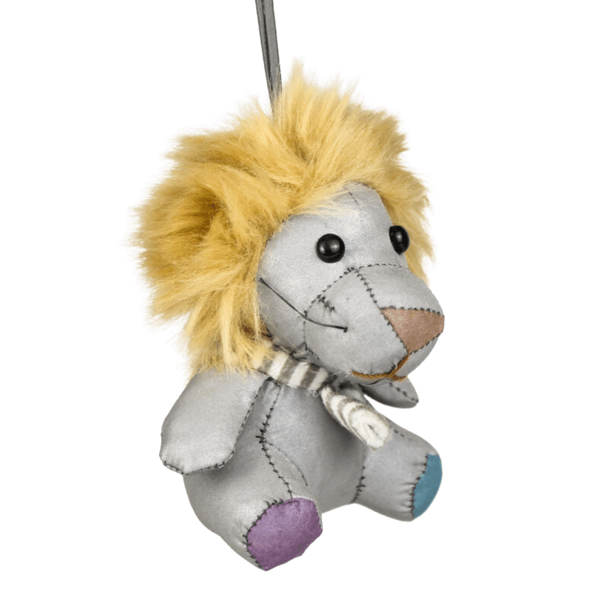 Reflective Toy Lion Keychain With Yellow Hair