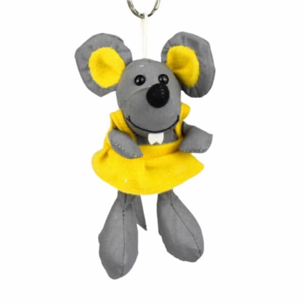 reflective toy mouse keychain with yellow dress 655x655 1