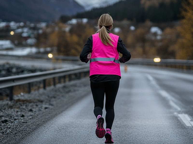 runner with a pink safety vest