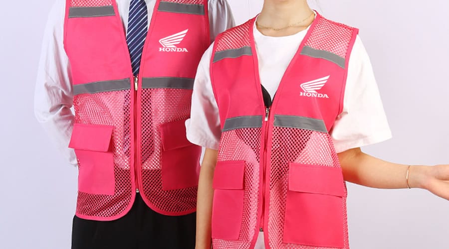 Pink hi vis vest personalised with HONDA logo