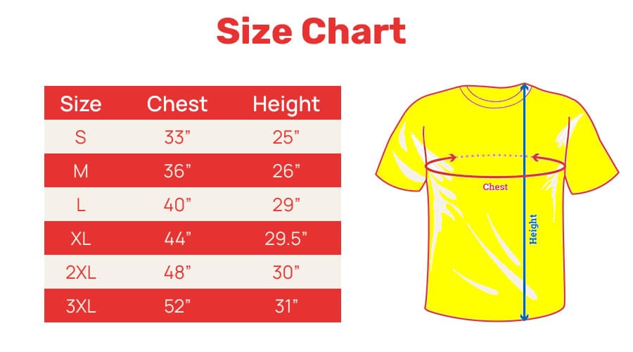 size chart of high visibility shirts