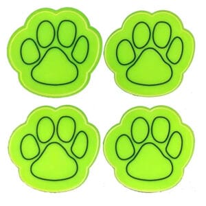 Green paw print reflective stickers for bicycles night safety visibility