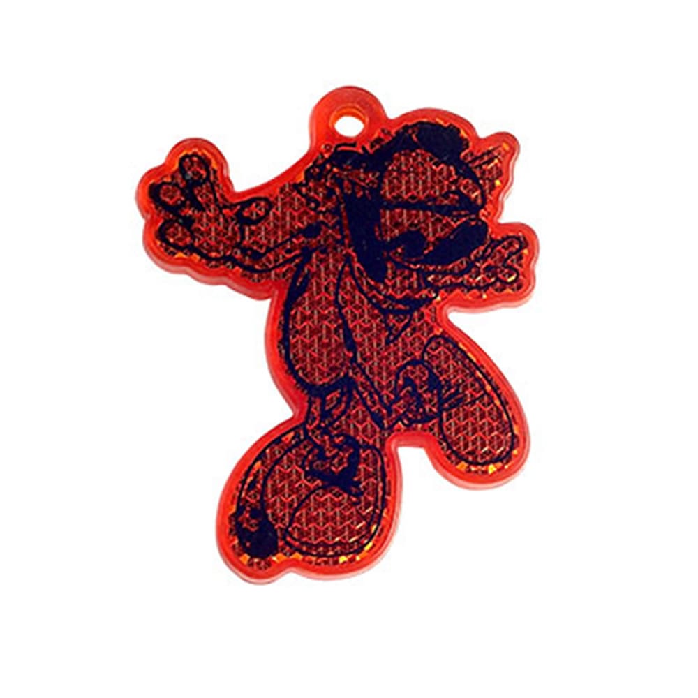 Orange tiger-shaped hard reflector keychain made of durable acrylic with microprismatic surface for outdoor safety and visibility
