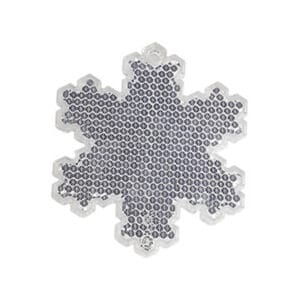 White snowflake hard reflector keychain made of durable acrylic with high brightness for winter safety and reflective visibility.