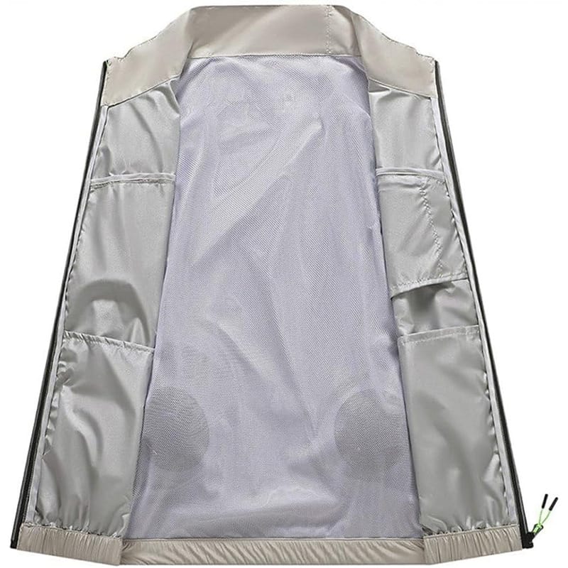 Mesh interior of cooling fan vest with airflow channels