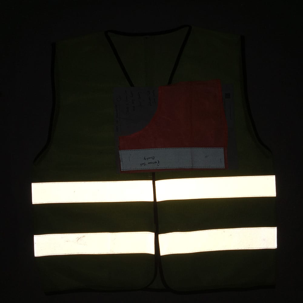 reflective vest night visibility comparison, high reflection vs no reflection