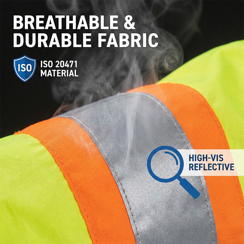 Breathable hi vis gaiter fabric with reflective band detail