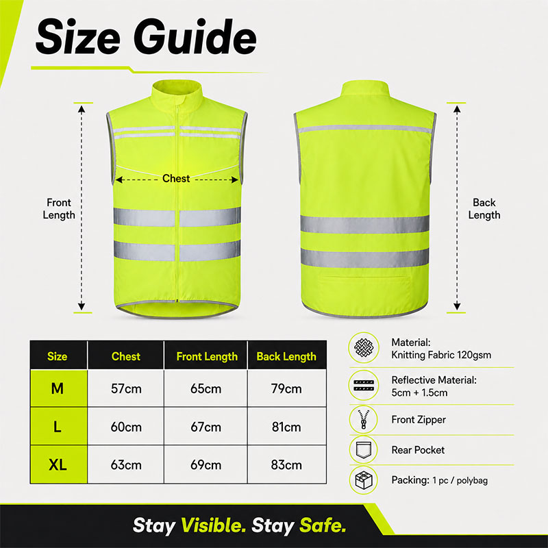 running vest size guide measurements